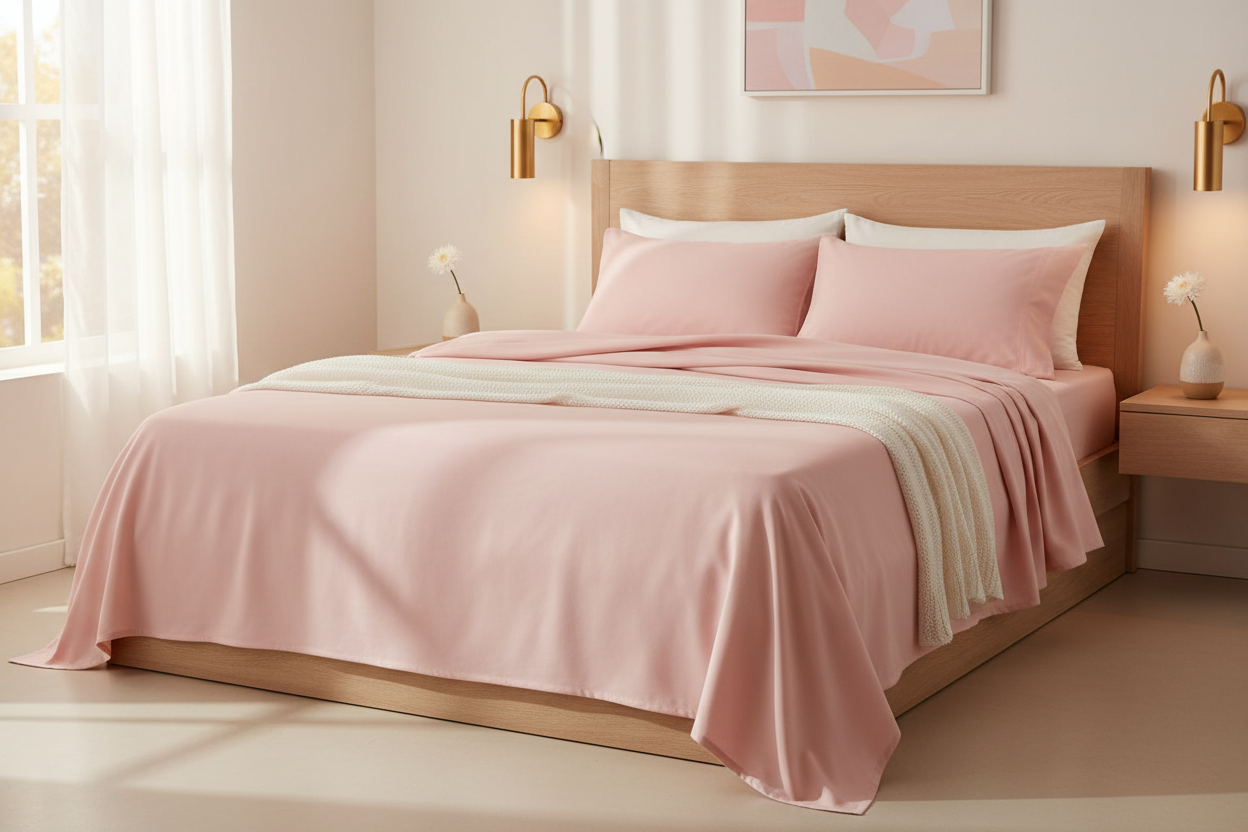 Soft Blush Plain Bedsheet for Peaceful Sleep